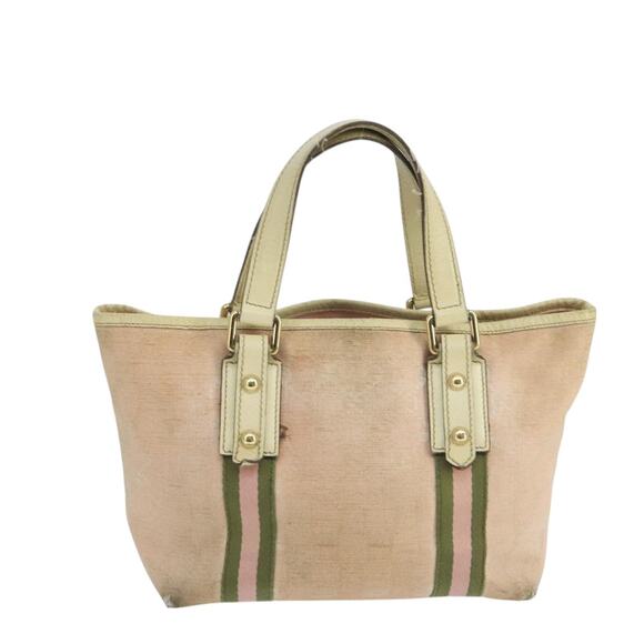 GUCCI GG Canvas Hand Bag Pink Cream Gold - Picture 3 of 12